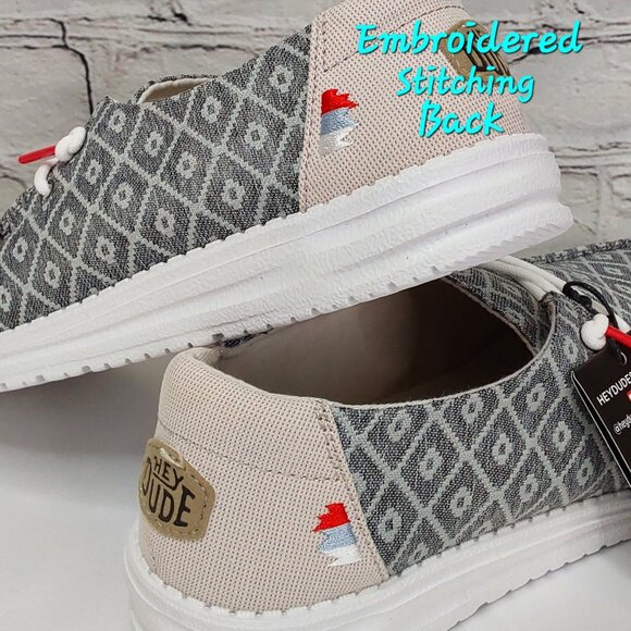 'HEY DUDE' WENDY BOHO EMBROIDERY RED CAP LACE SHOES - Picture 10 of 16